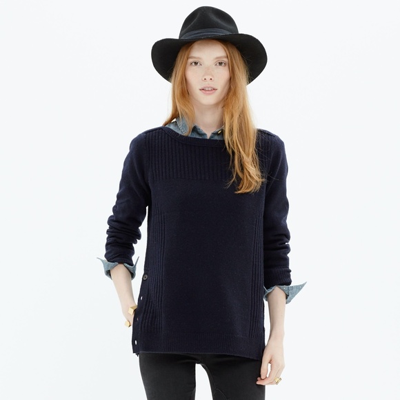 Madewell Sweaters - MADEWELL Pinewood Navy Ribbed Pullover Sweater S